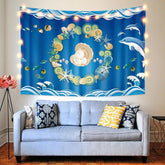 Lofaris Blue Dolphin Cartoon Funny Animal Lake Custom Tapestry